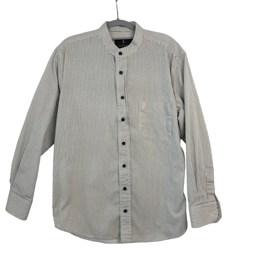 The‎ Celtic Ranch Grandfather Shirt Size Medium Striped Green Black Excellent
